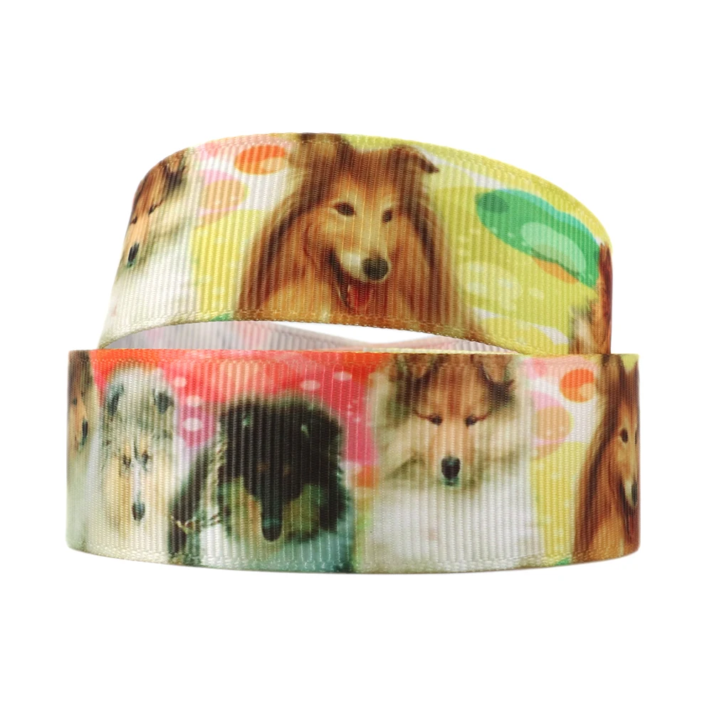 10 Yards Multi Sized Cute Dog Theme Grosgrain Ribbon Puppy Printed Ribbon DIY Hair Bow Gift Wrapping Material,10Yc8621