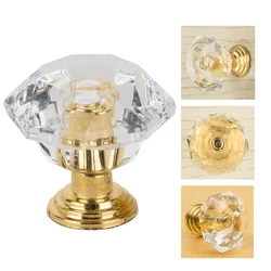 10pcs/set Drawer Furniture Knob Pull Handle Use for Knob Cupboard Cabinet Drawer Fittings Gold Diamond Crystal Shape Acrylic