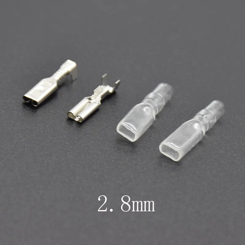 100pcs/50pcs Female Spade Connector 2.8 /4.8 /6.3 Crimp Terminal with Insulating Sleeves For Terminals 22-16AWG