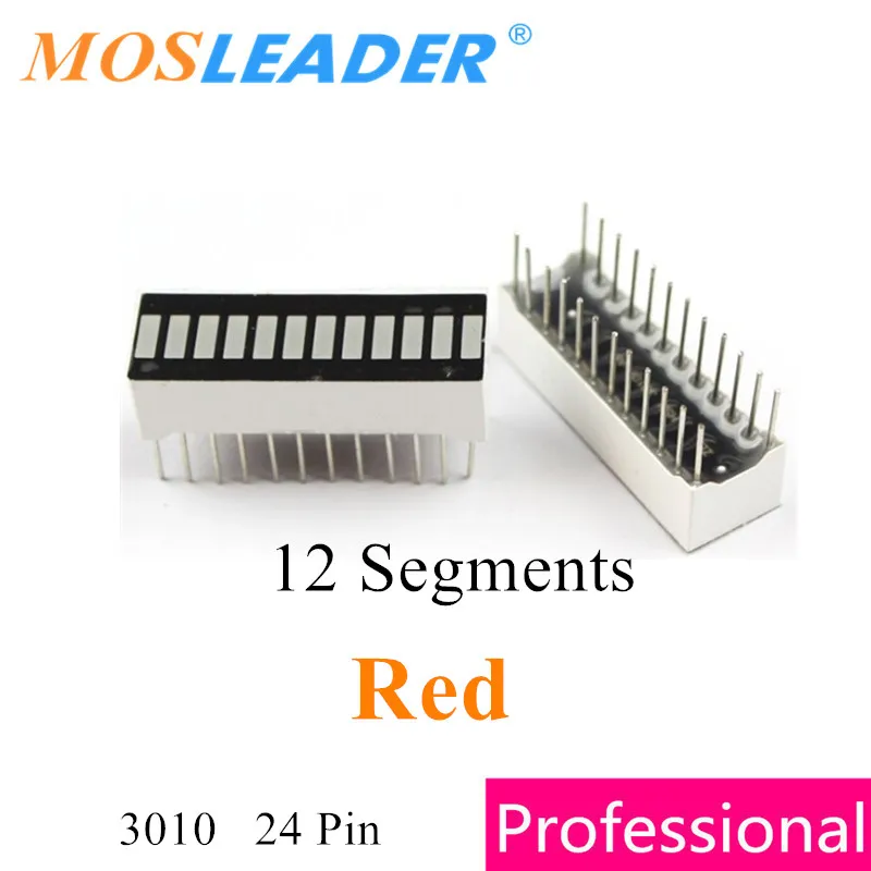 

Mosleader 100PCS 12 Segment display Red 3010 12 Segments B12 DIP24 24P Anode Bargraph LED Bar graph light display digital