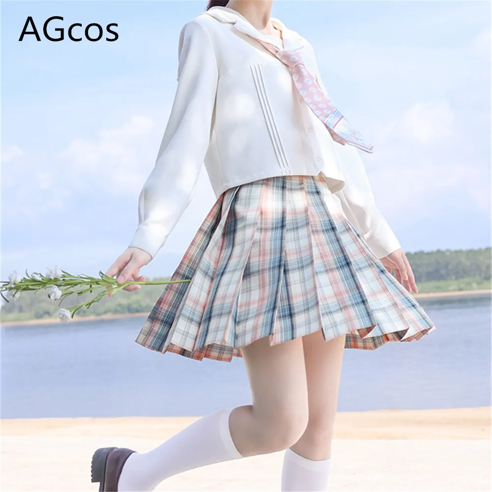 AGCOS Anime Cosplay Girl JK Uniforms Gu Yiliang Wei Yanzi Cosplay School Student JK Plaid Skirt Shirt Daily Suits