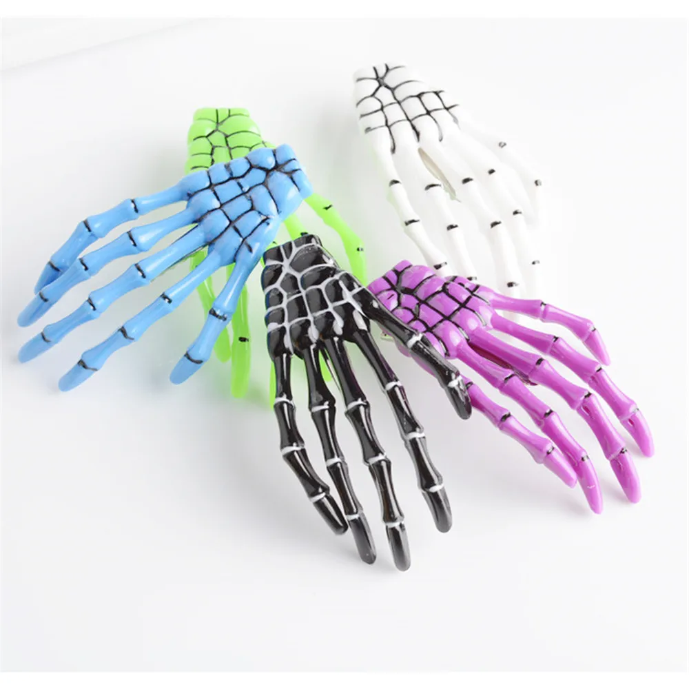 Skeleton Claw Skull Hand Bone Hair Clip Hairpin Zombie Punk Horror Barrette Women Girls Hairpin Hair Accessories Halloween Gift