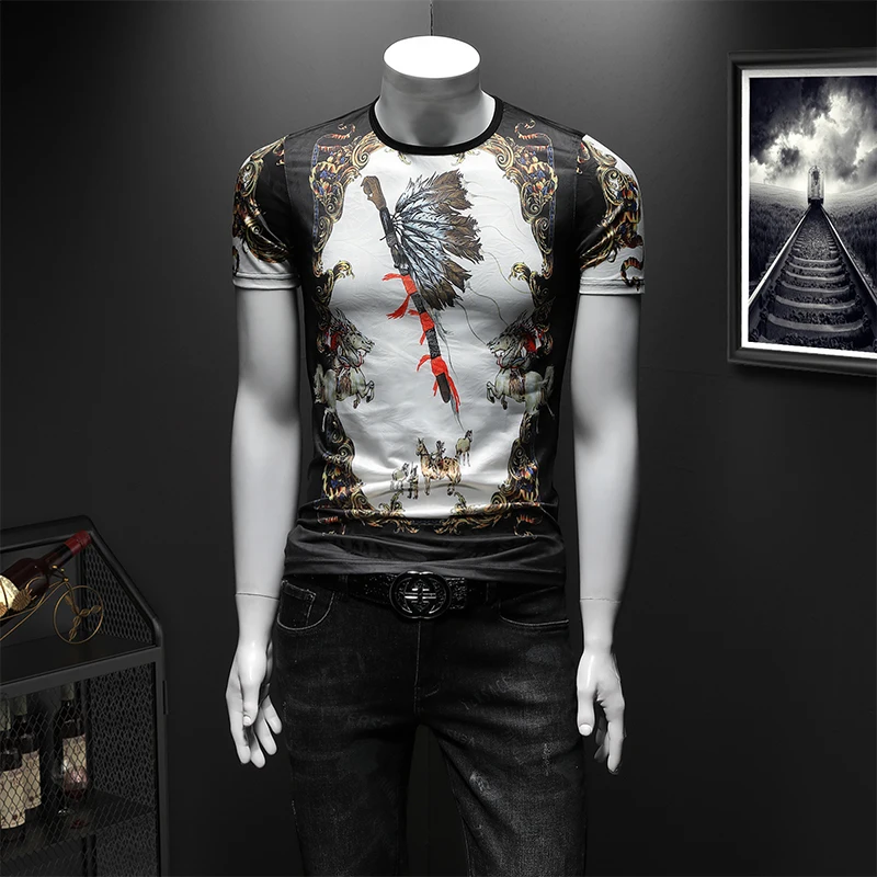 O-Neck Floral Casual Tees Of Various Colors Styles Poleras Hombre New Fashion Europe Court 4D Printed Mens Short Sleeve T-Shirt