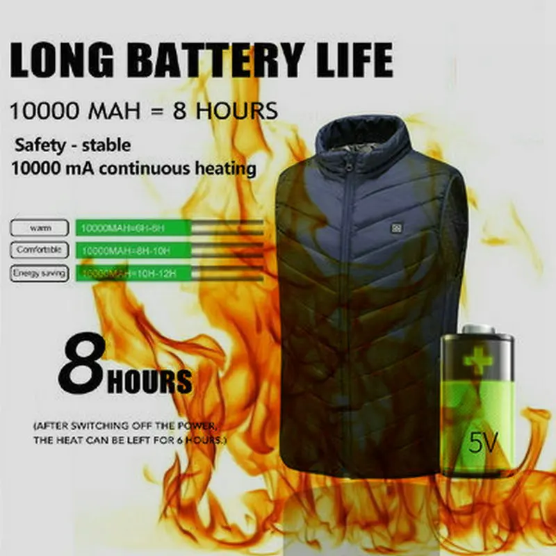 

New mobile power constant temperature electric heating vest, washable down cotton vest, warm winter sleeveless heating jacket