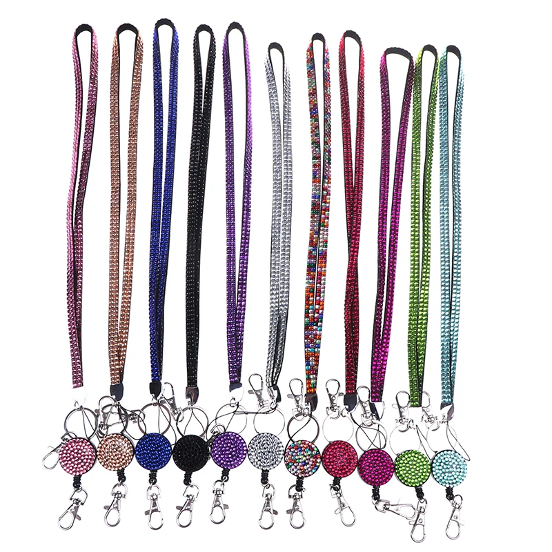 New 1 Pc Crystal Rhinestone Lanyards for Key Neck Strap For Card Badge Gym Key Chain Crystal Mobile Phone Strap