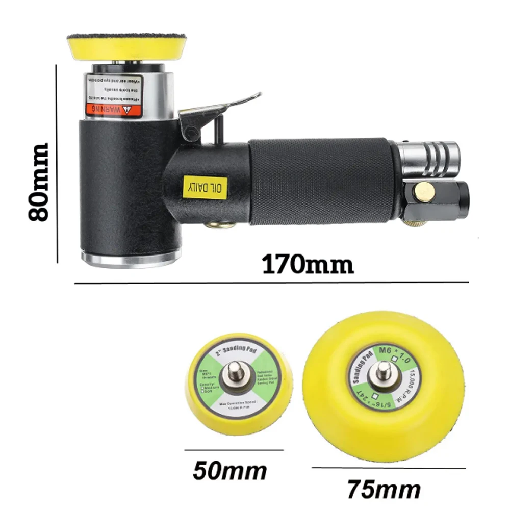 Imagem -05 - Mini Lixadeira de Dupla Ação Lixadeira Orbital Aleatória Polidora Pneumática Lixadeira Polidora de Ângulo de ar 3
