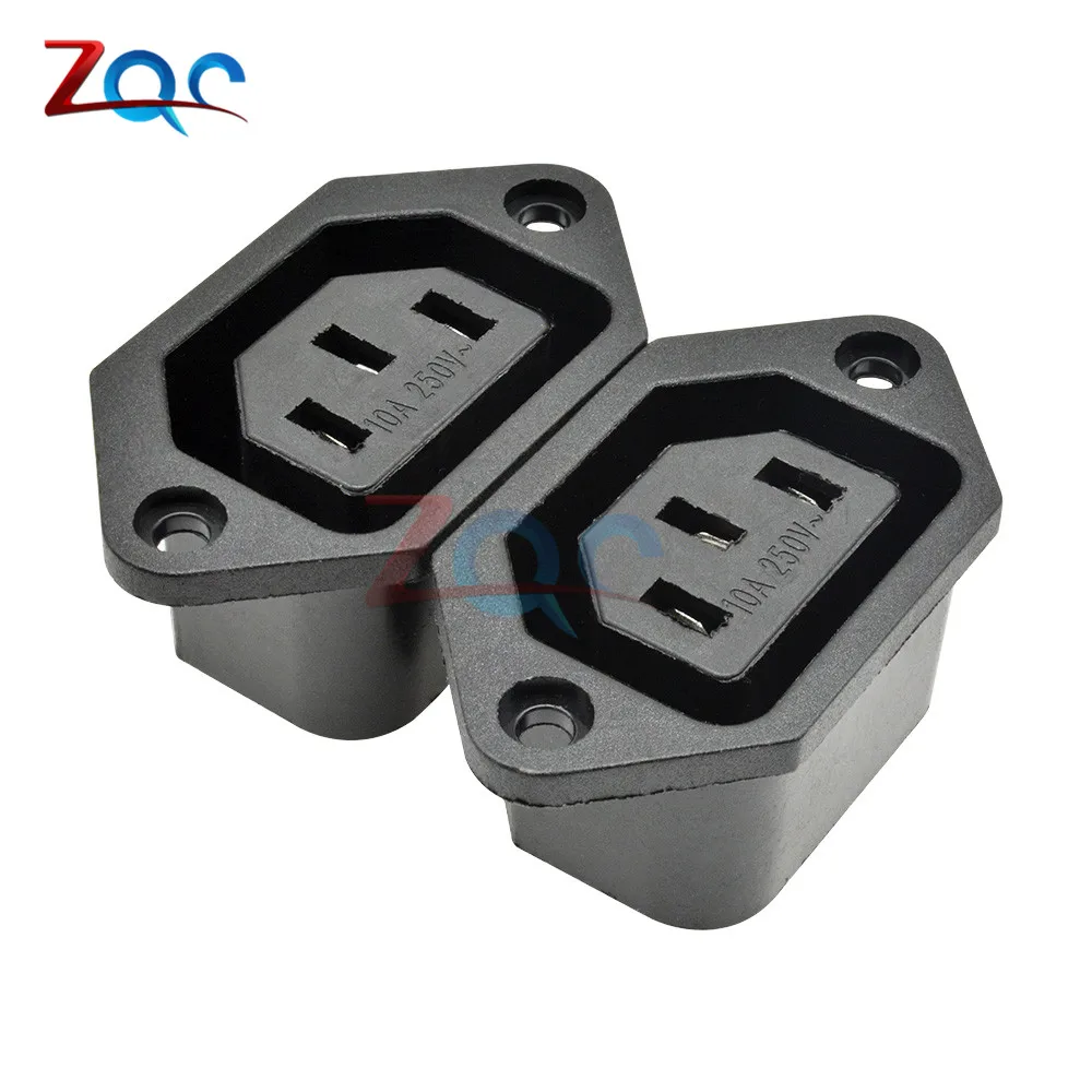 Chassis Female 15A/250V 3PIN 05231 AC IEC C13 C14 Inline Socket Plug Adapter Mains Power Connector Power Supply Output Outlet