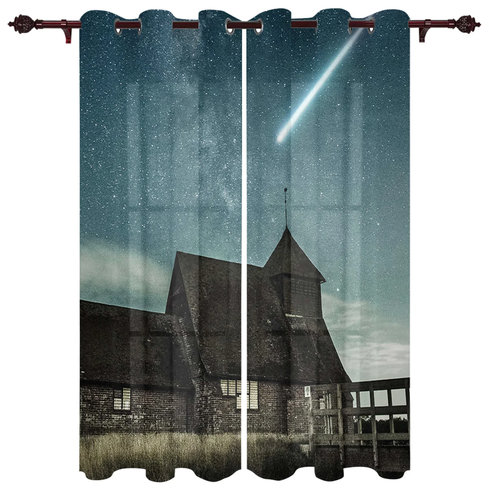 

Starry Sky Meteor House Valance Window Curtains For Living Room Bedroom Kitchen Home Korean Youth Room Window Curtains