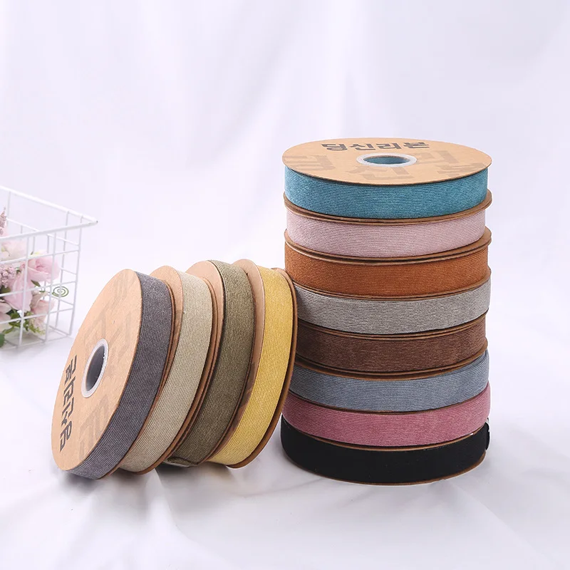 

15mm Korean Corduroy Fabric Ribbon Handmade Bow Decorative Ribbon Dress Bouquet Stripe Belt Webbing 20Yards