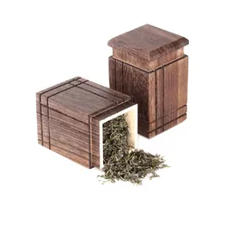 Chinese Style Vintage Paulownia Tea Storage Box Handmade Natural Wooden Tea Jar Storage Holder Square Sealed Container Organizer