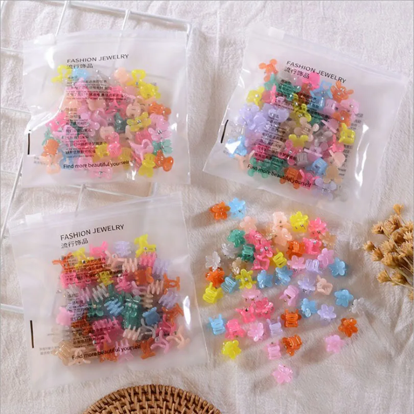 50PCS/Set Cute Small Flower Star Mini Crab Hair Claw Clips Child Girls Candy Cartoon Plastic Hair Clamps Kids Hair Accessories