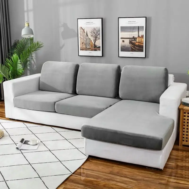 High Quality Velvet Stretch Sofa Cushion Cover for Living Room Couch Slipcover Furniture Protector Case Elastic Sofa Seat Covers