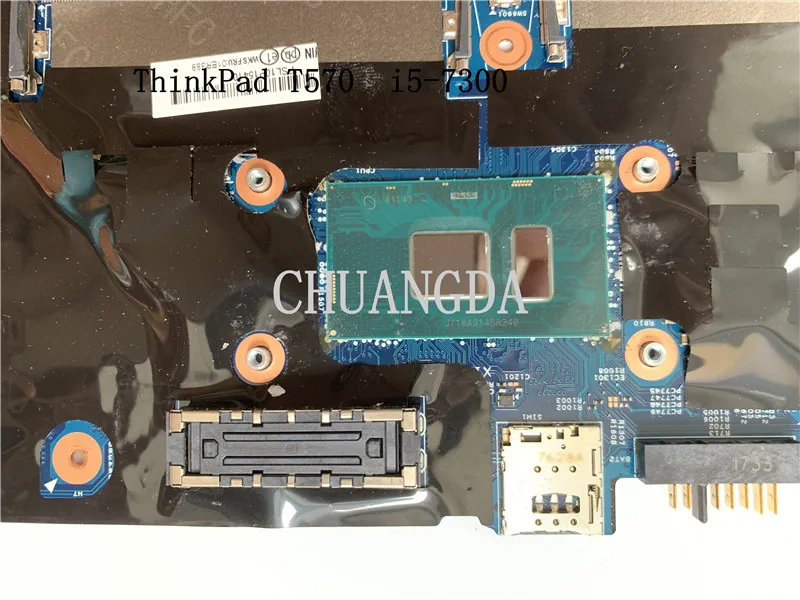 For Thinkpad T570 Laptop Motherboard CPU :i5-7300U LTS-1 MB 16820-1 448.0AB06.0011 01ER392 01ER118 02HL400 01ER389 01ER115