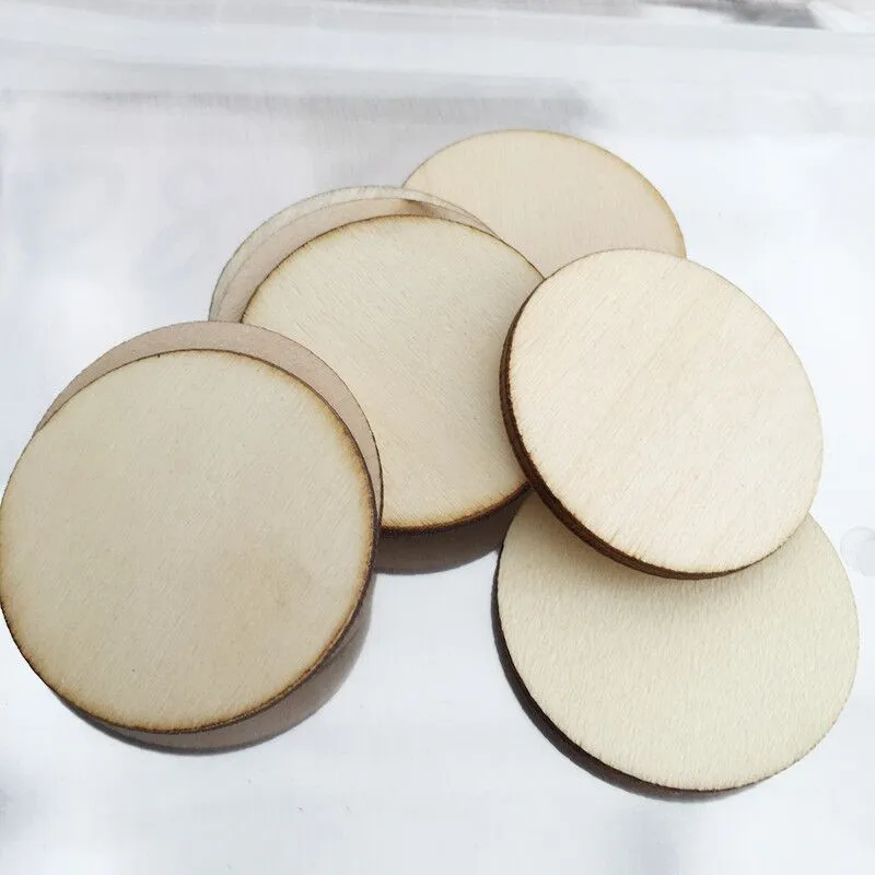 100Pieces 10mm 20mm 30mm 40mm Round Wood Cutout Circles Chips for Board Game Pieces,Arts & Crafts Projects,DTY Ornaments