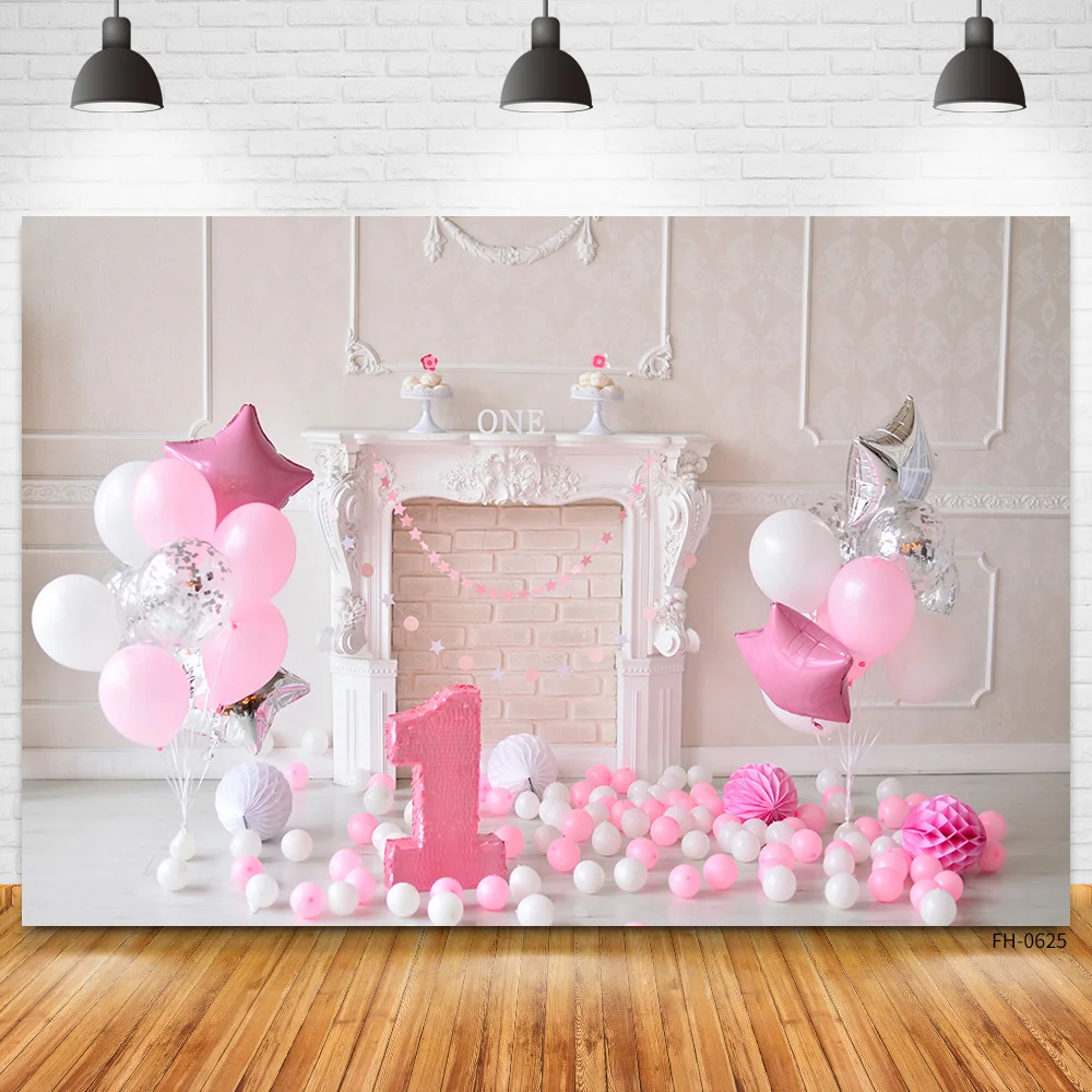 Balloon Brick Wall Banner Indoor Backdrops For Photo Studio Newborn Child Baby Shower 1st Birthday Party Photography Backgrounds