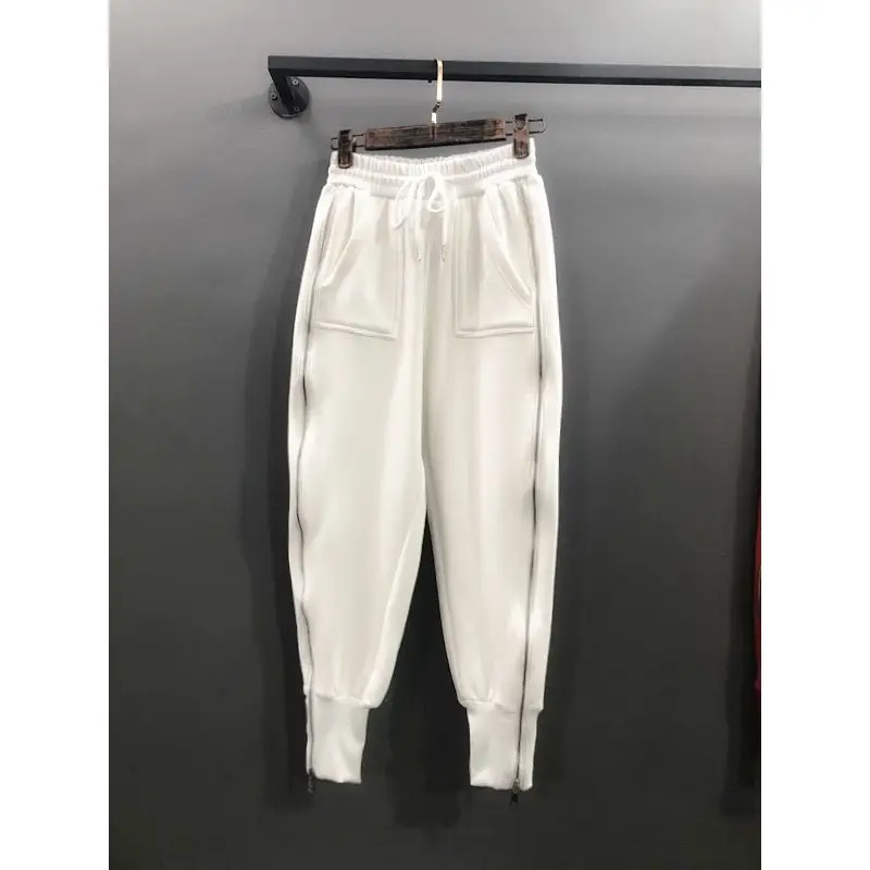 Women's Zipper Harem Pants Loose Streetwear Sweatpants Casual Leggings Fashion Korean Female Cargo Pants Womnn Hip Hop Trousers