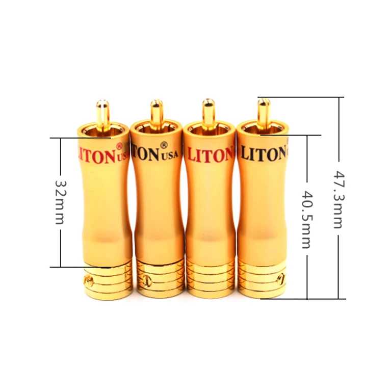 4pcs LITON copper plated gold-plated solderless RCA plug connector banana terminal plug 8mm terminal post made in USA