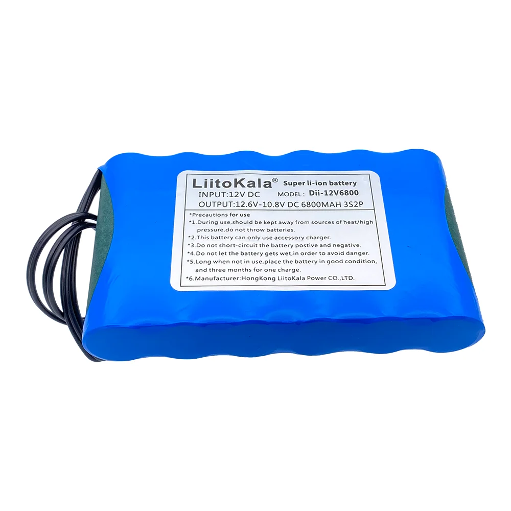 New LiitoKala 18650 12V Battery Pack 6800mAh lithium Rechargeable batteries 12.6V PCB Protection Board For CCTV Camera