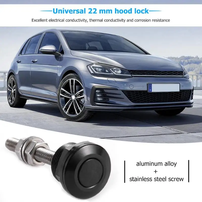 Universal 22/30mm Push Button Bonnet Hood Pin Lock Clip Kit Quick Latch Release Engine Bonnet Lock Exterior Parts Articles