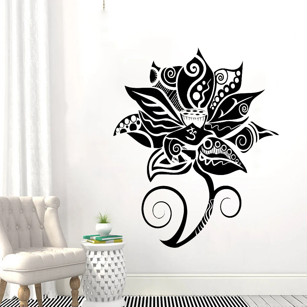 Lotus Flower Wall Decal Yoga Studio Art Decor Namaste Vinyl Wall Sticker Master Bedroom Headboard Background Decoration Z429