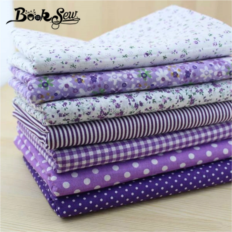 

Booksew 50cm*50cm 7 pieces Purple Cotton Fabric Fat Quarter Bundle Telas Patchwork Quilting Tilda Fabric Sets Sewing