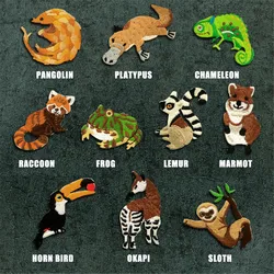 MAXSIN FUN 1 Pc High Quality Cute Pangolin Chameleon Sticker Animal Patch Iron On Bag Jeans Clothes DIY Decoration Applique
