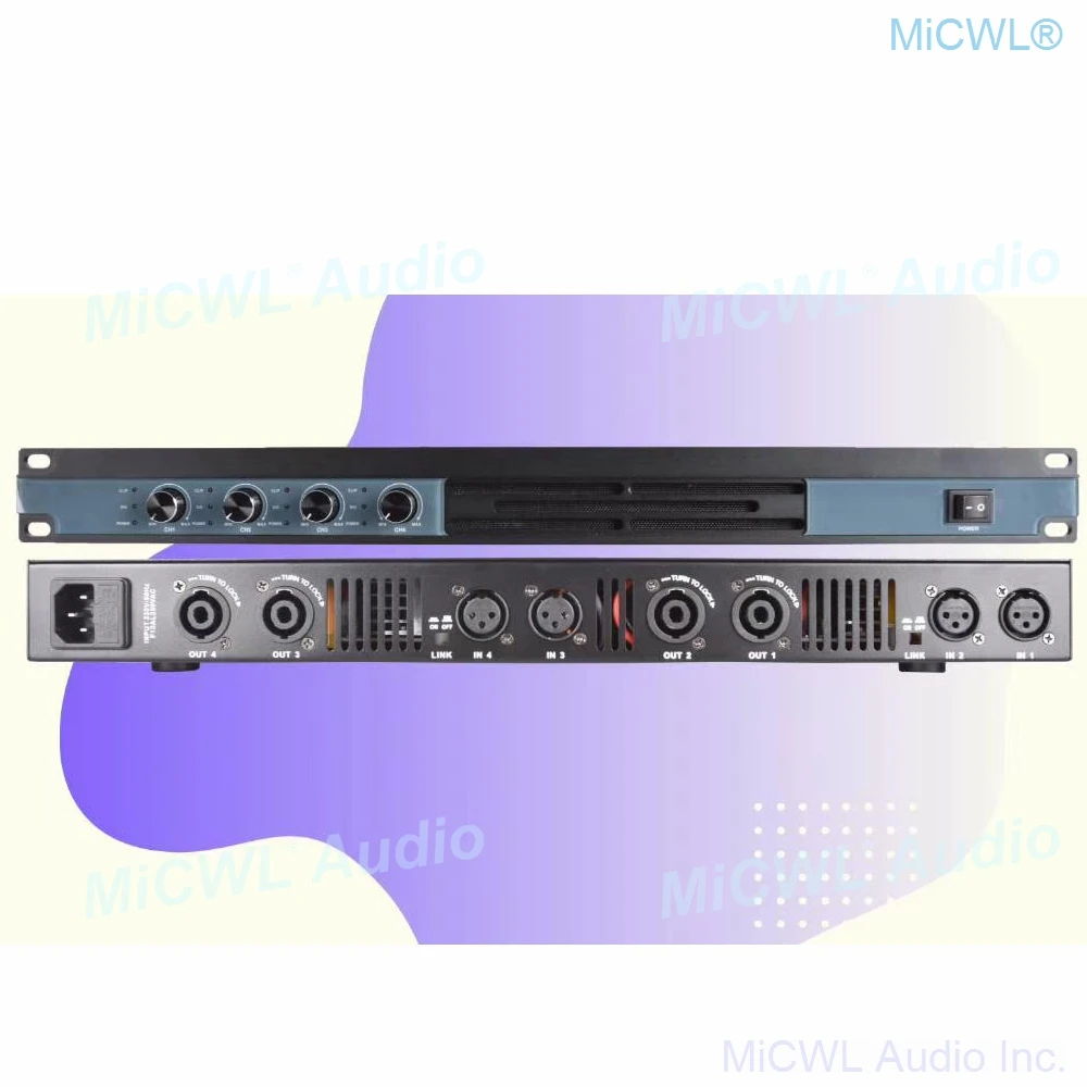 Professional 4 Channel 5200W Digital Power Amplifier Microphone Karaoke Stage Studio Home Amp PreAmplifier MiCWL Q6400