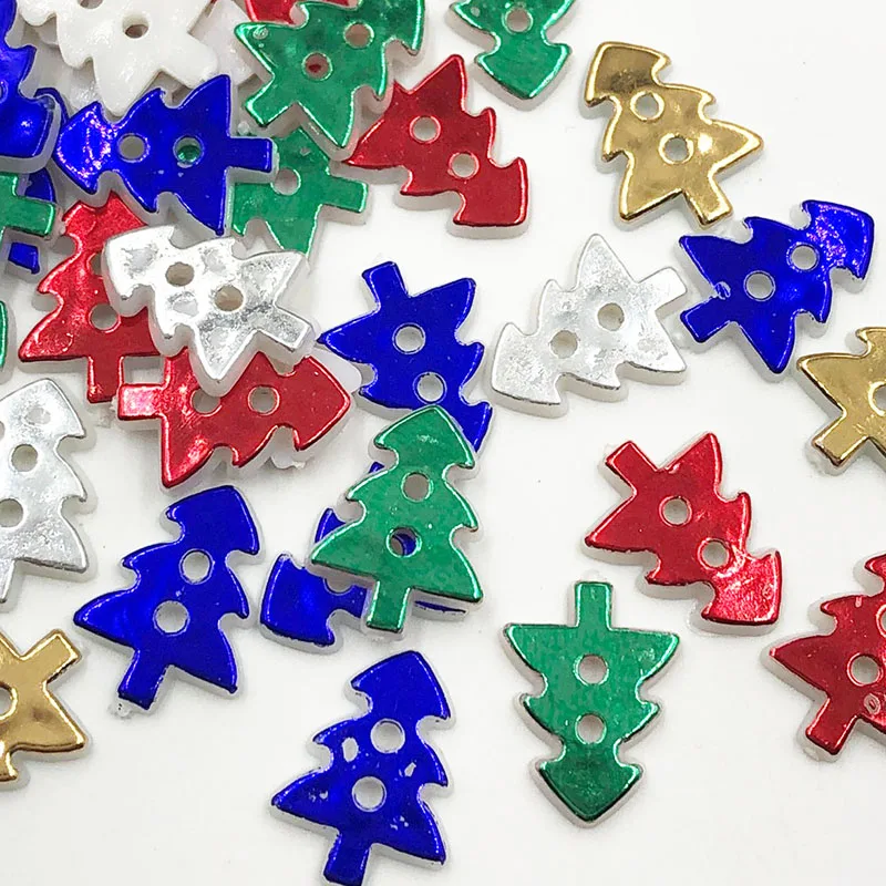 100PCS 17x13MM Christmas Tree 2 Holes Plastic Buttons Children's Apparel Sewing Accessories DIY Scrapbooking Crafts PH335