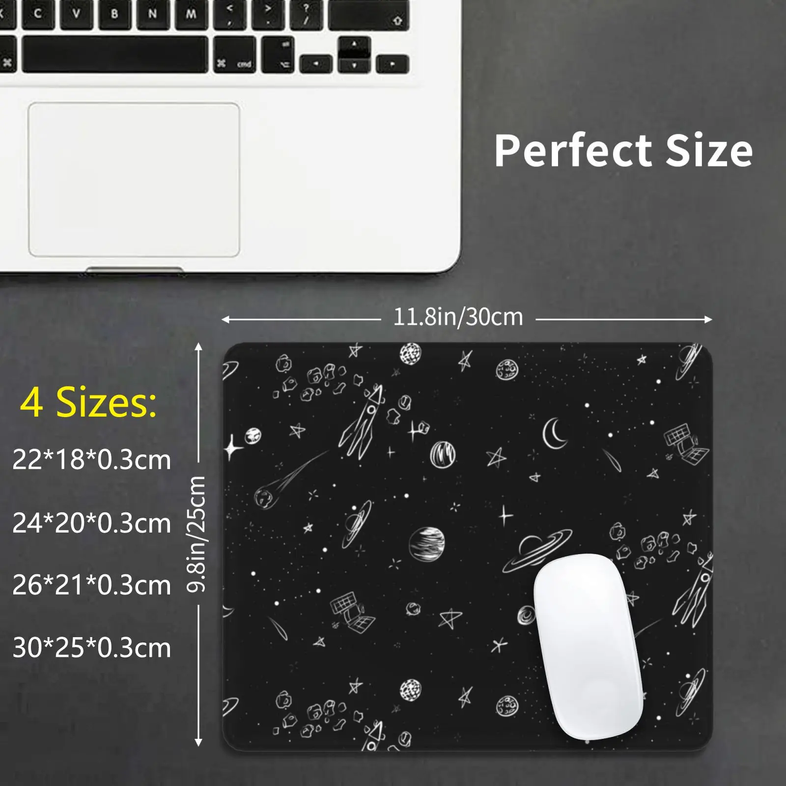 Space Mouse Pad DIY Print Space Space Background Black And White Astronomy Astrology Astronaut Planets