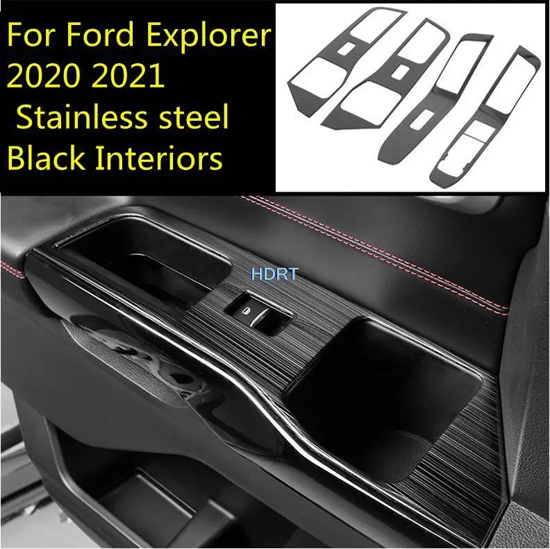 For Ford Explorer 2020 2021 Accessories Stainless steel Black Interior Trim Gear Panel Navigation Outlet Center Console Stickers