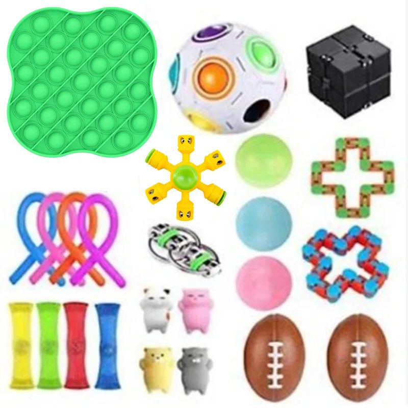 24PCS Fidget Toys Anti Stress Anxiety Relief Set Kit Bubble Kawaii Hand Squishy Toys Sensory Toys for Special Needs Adhd Autism