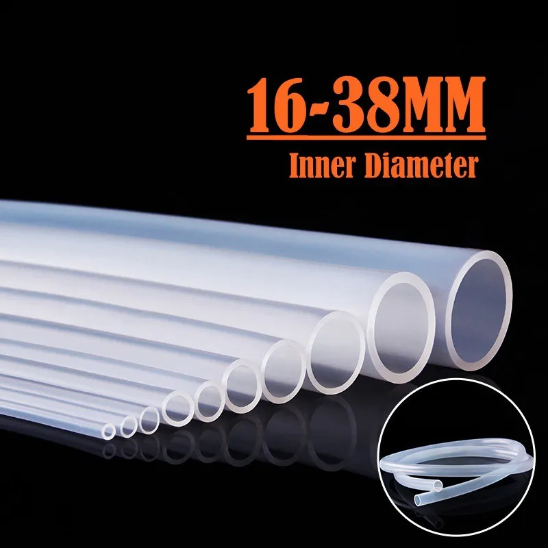 

1 Meter Transparent Silicone tube/hose 16 20 25 32 38mm Inner Diameter Food Grade Rubber Pipe for Aquarium