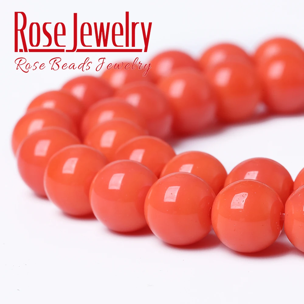 Natural Orange Red Jades Stone Round Beads for Jewelry Making 8 Mm 15 Inches Spacer Beads Diy Bracelet Wholesale