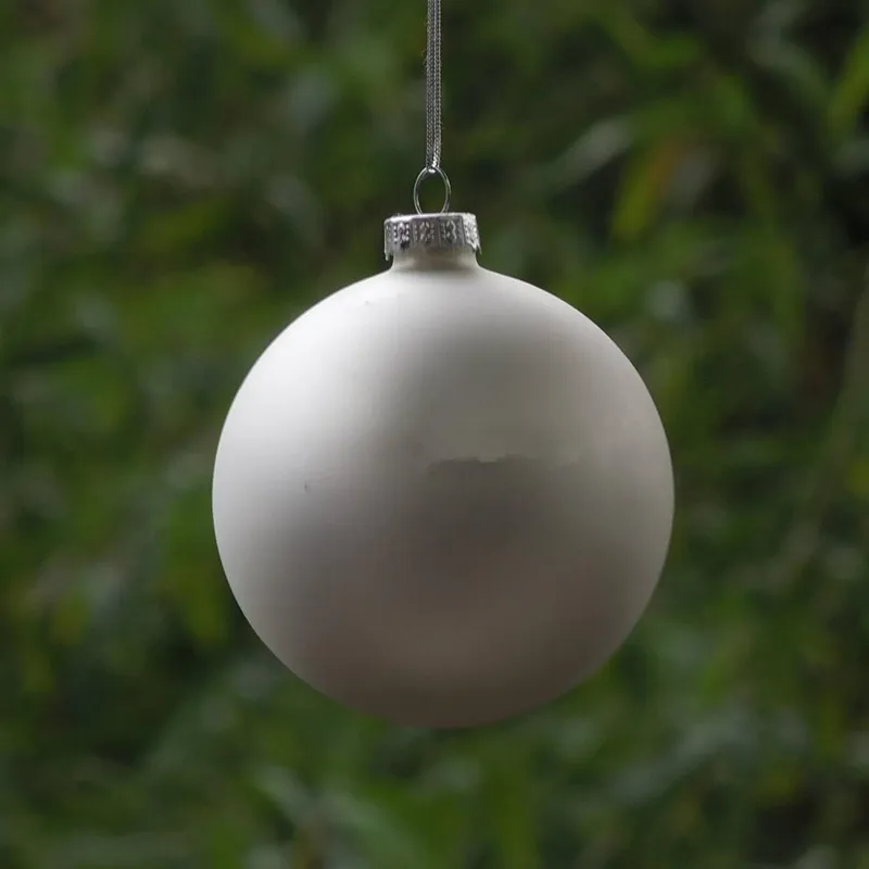 12pcs/pack Diameter=8cm Small Size Matte Silver Series Christmas Day Glass Globe Handmade Lamp Blown Festival Wedding Pendant