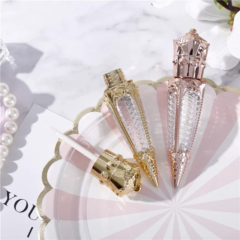 4ml Rose Gold Plastic Wand Crown Lip Gloss Empty Tube Cosmetic Lipgloss Packaging Container