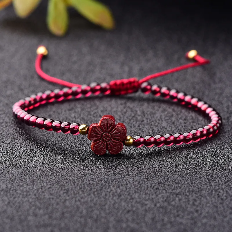 Natural Cinnabar Hand Weave DIY Lucky Pixiu Red Rope Garnet Bracelets Buddha Cinnabar Charm Bracelet Bangle Jewel Dropship