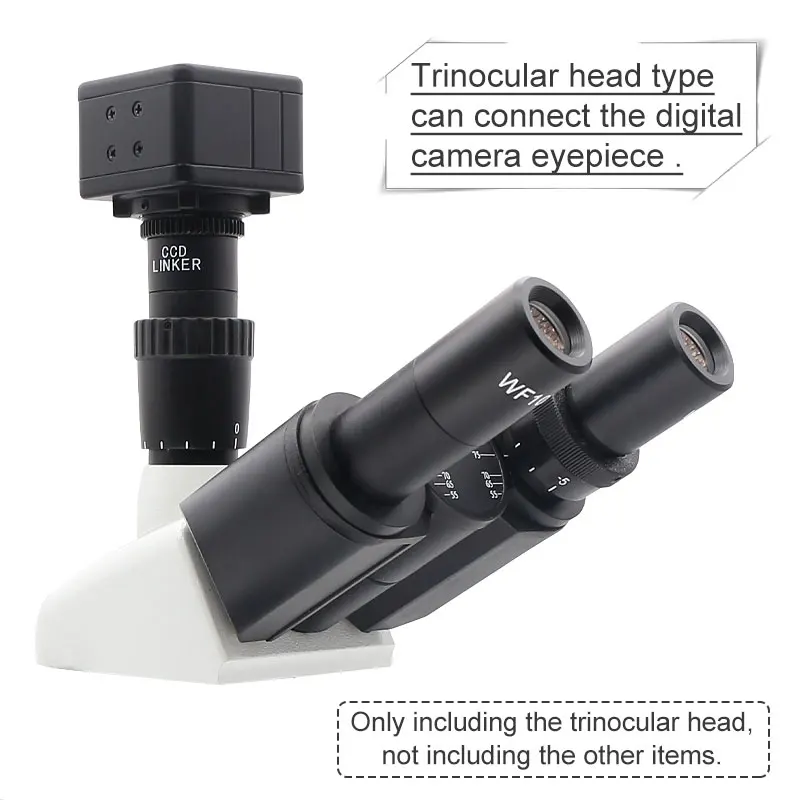 Microscope Trinocular Head Free Monocular Head Binocular Head for Biological Microscope with WF10X WF16X Large Field Eyepiece