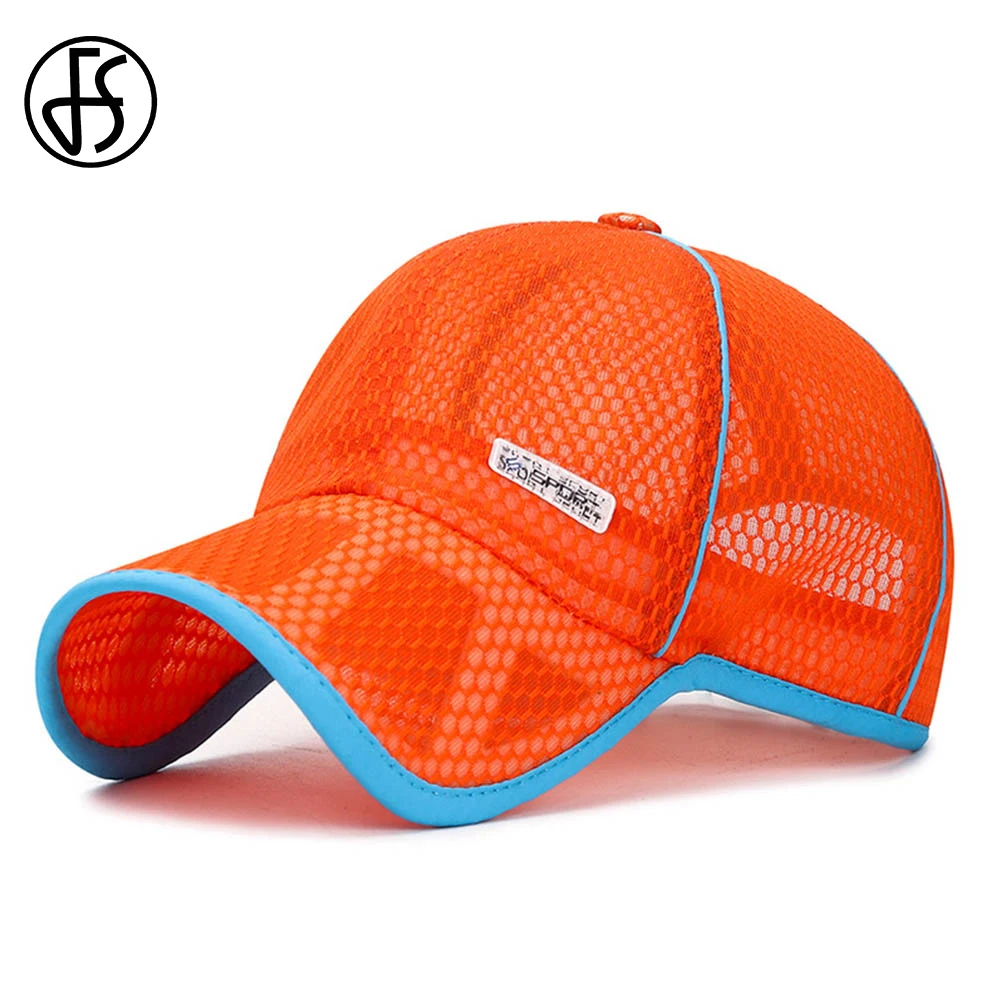 FS Breathable Orange Mesh Trucker Hat High Quality Baseball Caps For Boy Girl Street Kids Children Hip Hop Cap Bones Masculinos