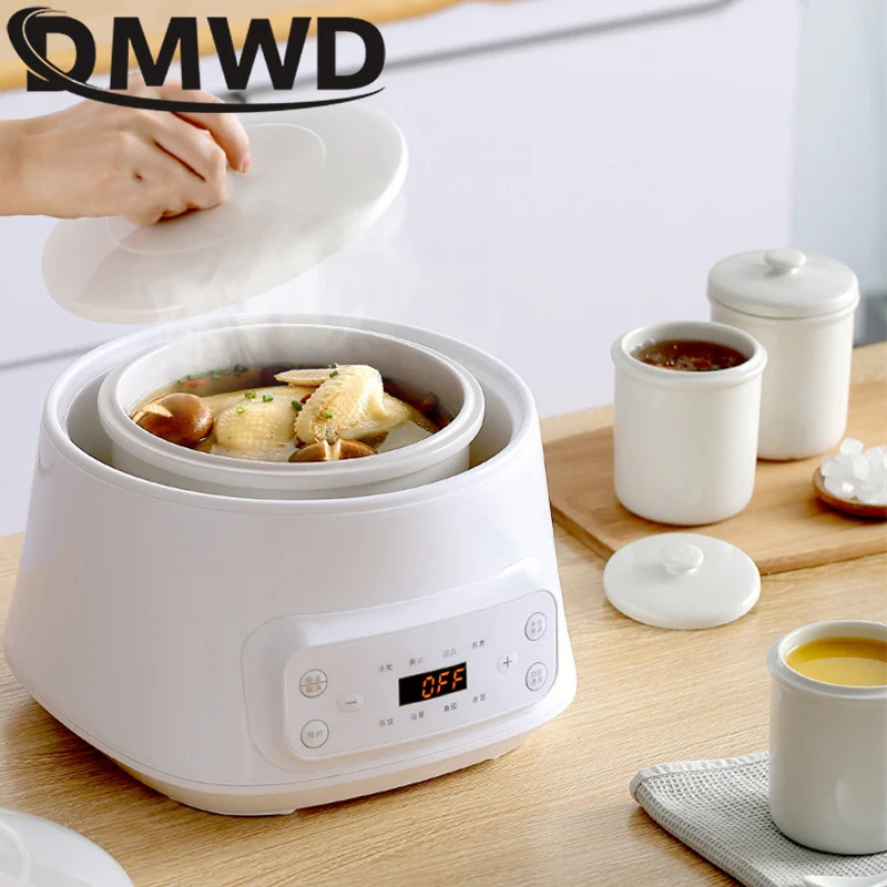 Intelligent Electric Slow Cooker Appointment Timing Food Steamer Ceramic Container Boiler Water Stew Soup Porridge Pot Anti-Dry