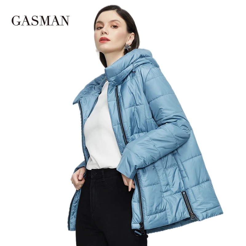 GASMAN new Women\'s spring  autumn jackets 2022 Stand-up Collar zipper Women Coat Fashion short Warm outwear casual parka 81855