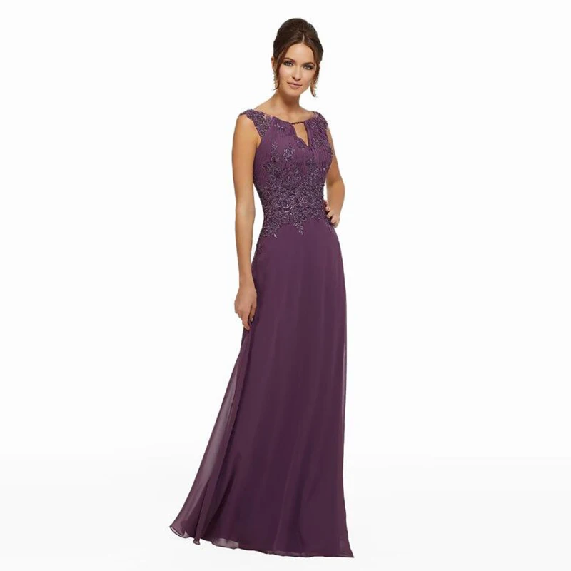 Personalizado roxo escuro chiffon mãe da noiva vestidos de renda 2024 mãe vestidos mangas boné vestidos de festa de casamento appliqued