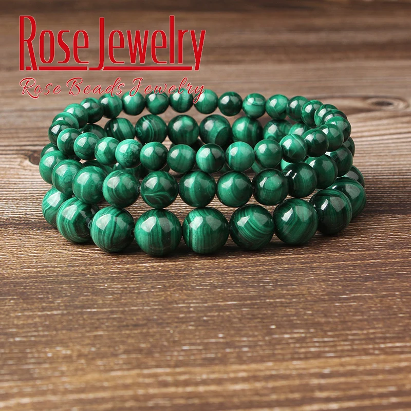 Natural Malachite Stone Beads Bracelets Yoga Stone Bracelets for Men Women Elastic Rope Jewelry Making Needlework