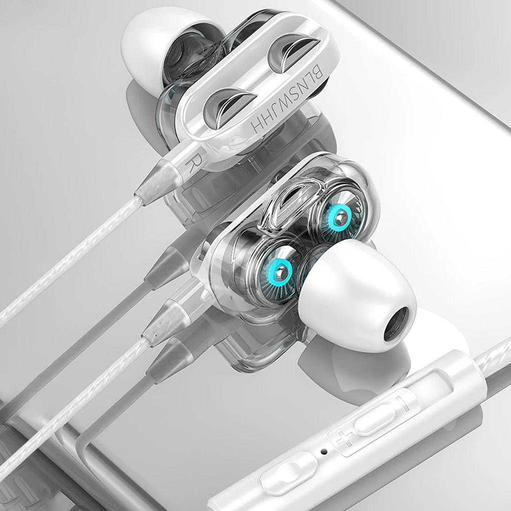 High Quality 3.5mm In Ear Earphones Wired Headset For Computer Dual Drive Stereo Sport Earbuds With Mic for iPhone for Samsung