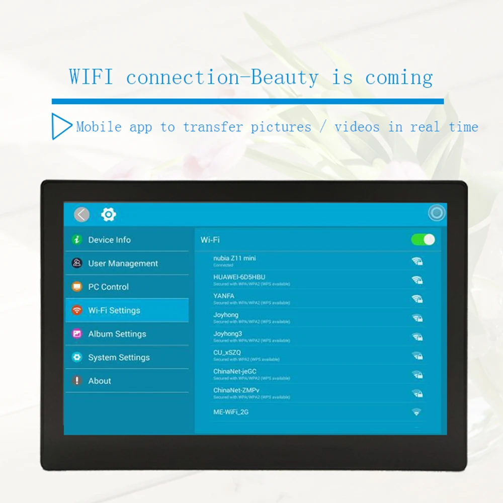 10-дюймовая облачная фоторамка WIIF для удаленной отправки фотографий с мобильного телефона с сенсорной функцией