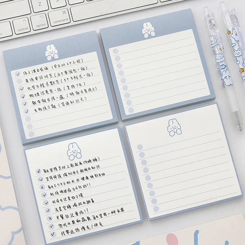 Cute Cream Rabbit Sticky Notes To Do List 60 Sheets planner Student Long Style Note Paper Memo Pad Stationery School Supplies