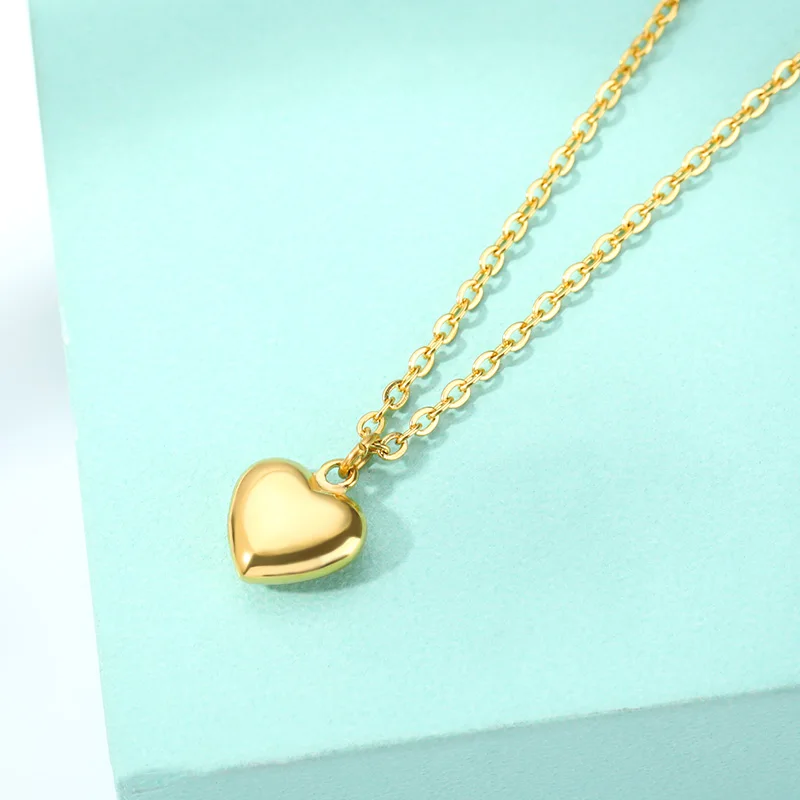 Fashion Necklaces 2022 Woman Stainless Steel Love Heart Pendant Necklaces Virgin Girls Jewelry Rose Gold Color Chain Link