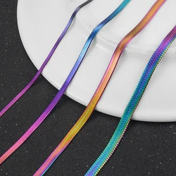 High Quality Men And Women Rainbow Color Stainless Steel Serpentine Necklace Chain Popular Hip Hop Jewelry