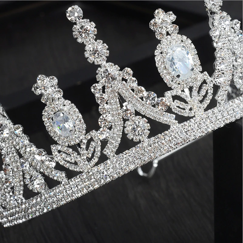 HG004 New plain korean girl rhinestone zircon crown elegant princess bridal wedding tiara fashion hair hoop for women