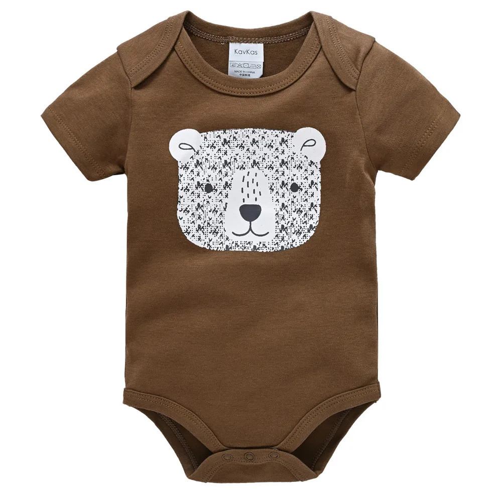 

Summer Short Sleeve Baby Boy Bodysuit One Piece 100%Cotton Nebworn 0-12 months Clothes Cool Bear Print ropa bebe Jumpsuit