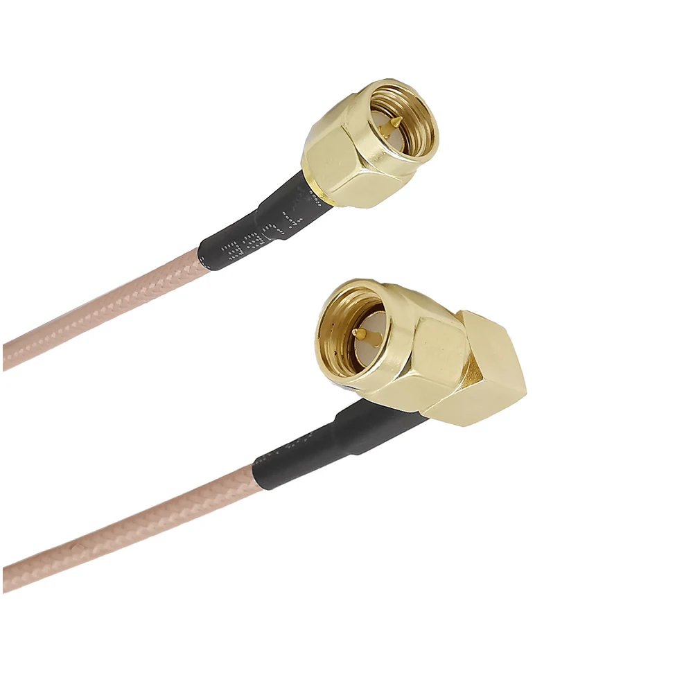 SMA male plug to SMA male plug right angle low loss RG316D Double Shield Silver 0-6Ghz cable for FPV Antenna wifi router